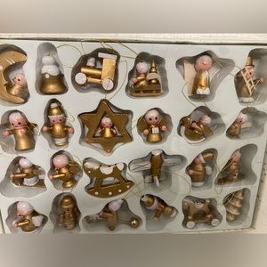 Fine Detail Small Wooden Christmas Ornaments Set of 23